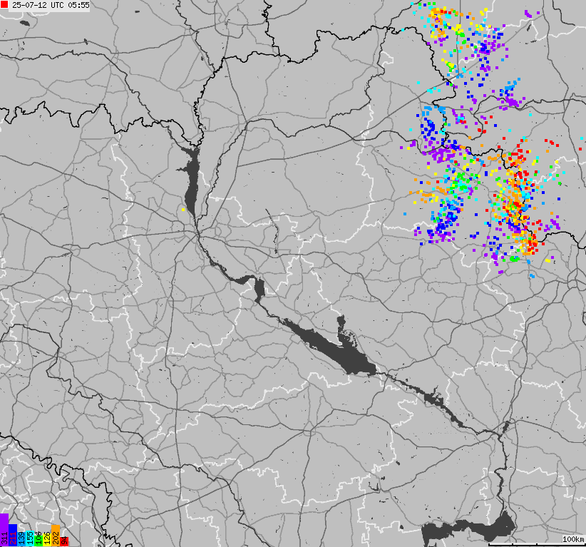 Map of lightnings Ukraine