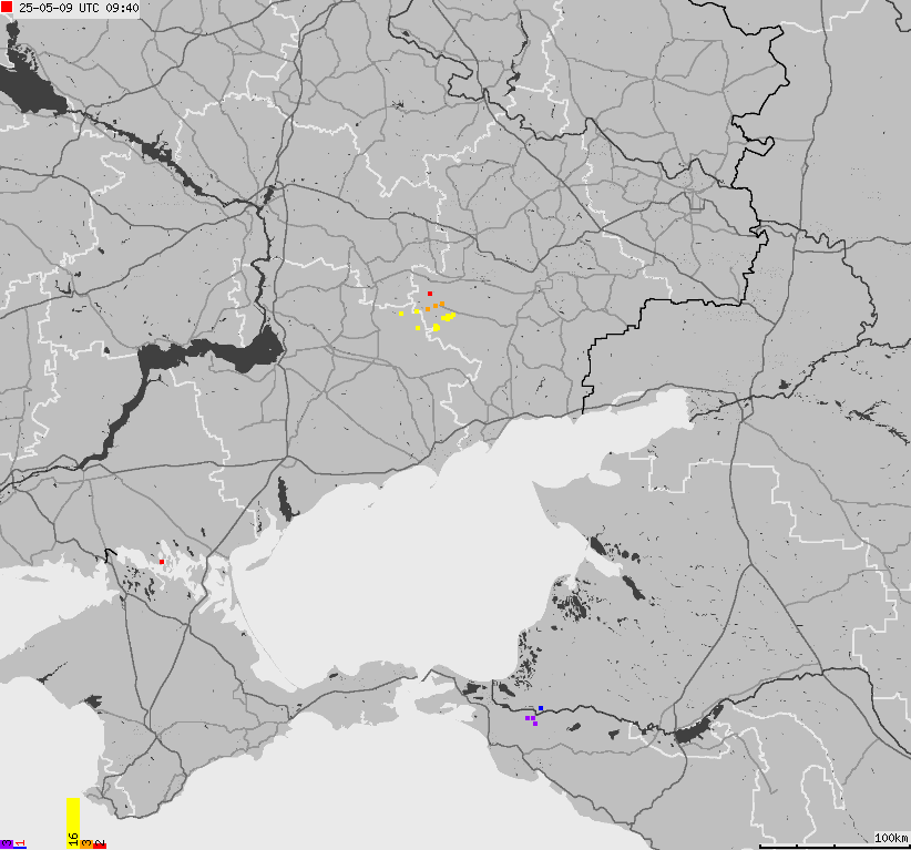Map of lightnings Ukraine
