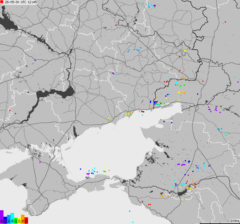 Map of lightnings Ukraine