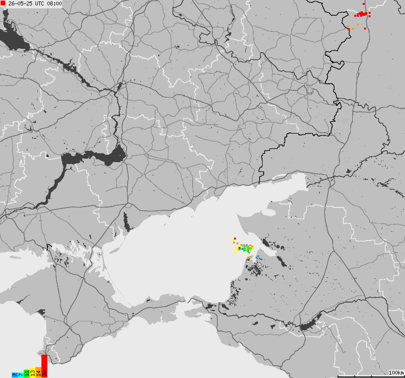 Mapa wyładowań atmosferycznych Ukrainy