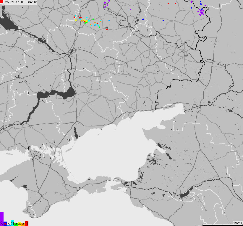 Mapa wyładowań atmosferycznych Ukrainy