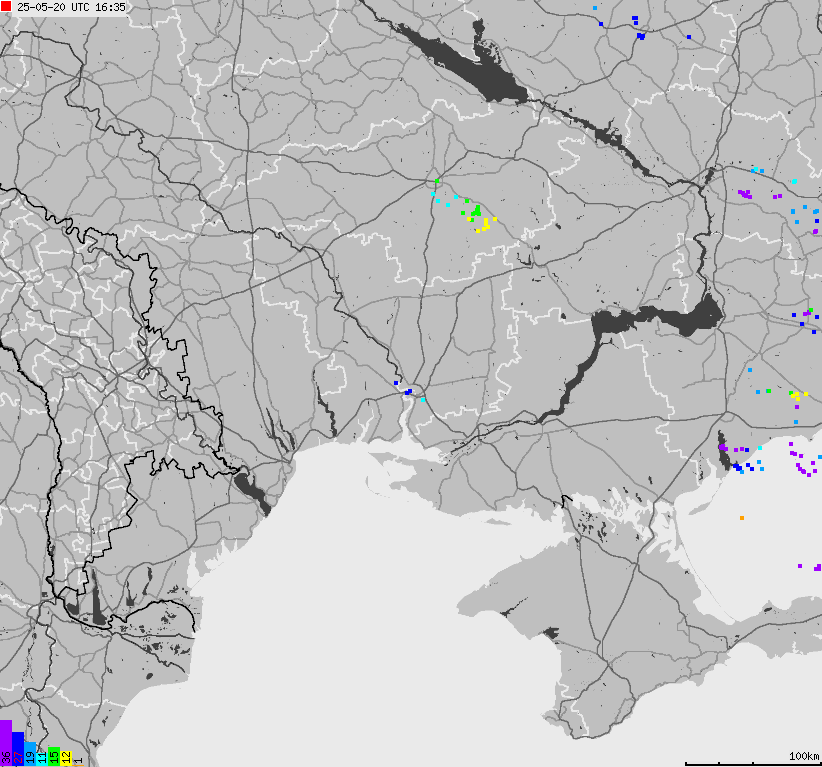 Mapa wyładowań atmosferycznych Ukrainy