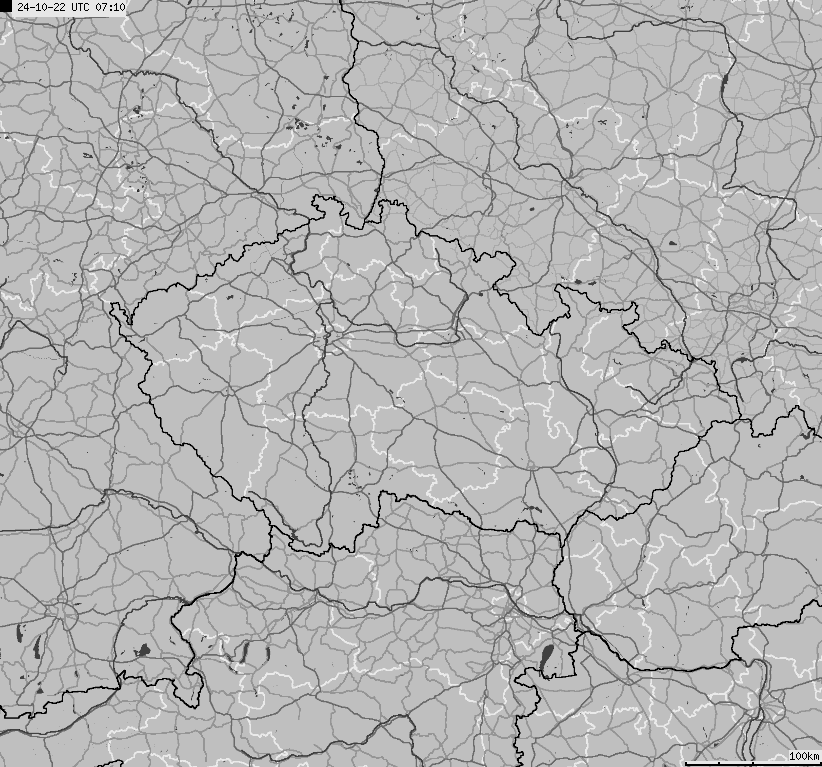 Mapa wyładowań atmosferycznych na obszarze Republiki Czeskiej