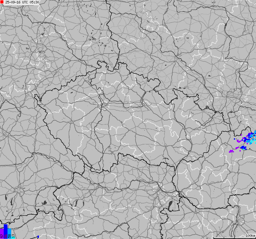 Mapa wyładowań atmosferycznych na obszarze Republiki Czeskiej