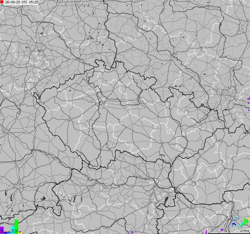Map of lightnings across Czech Republic