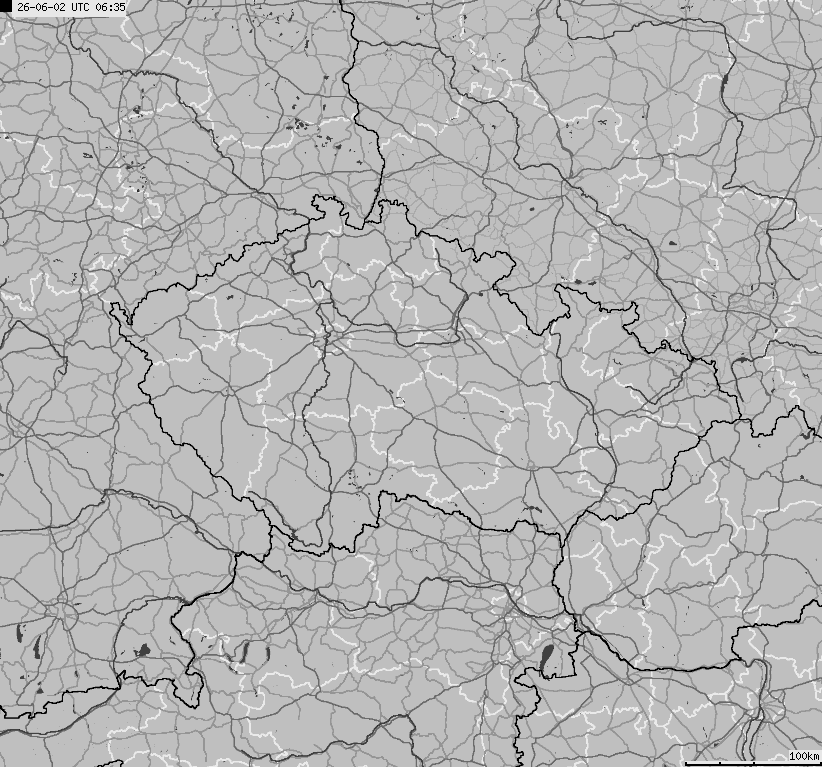 Mapa wyładowań atmosferycznych na obszarze Republiki Czeskiej