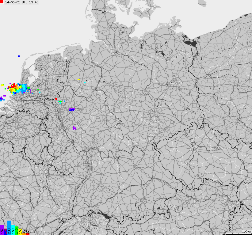 Map of lightnings across German