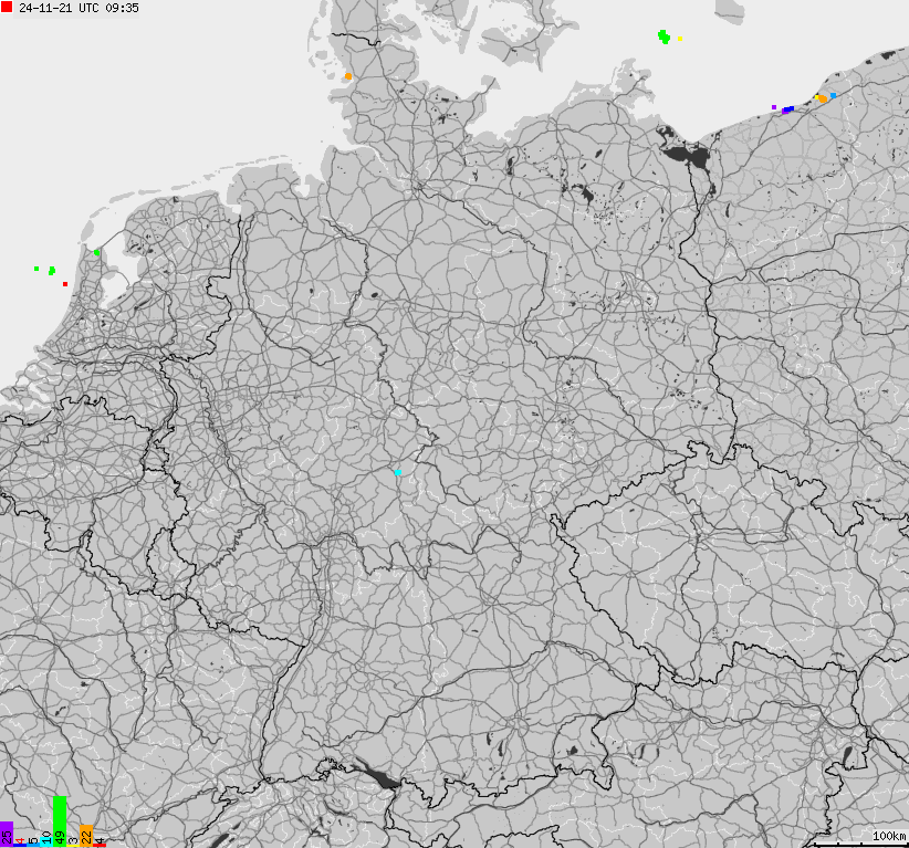 Map of lightnings across German