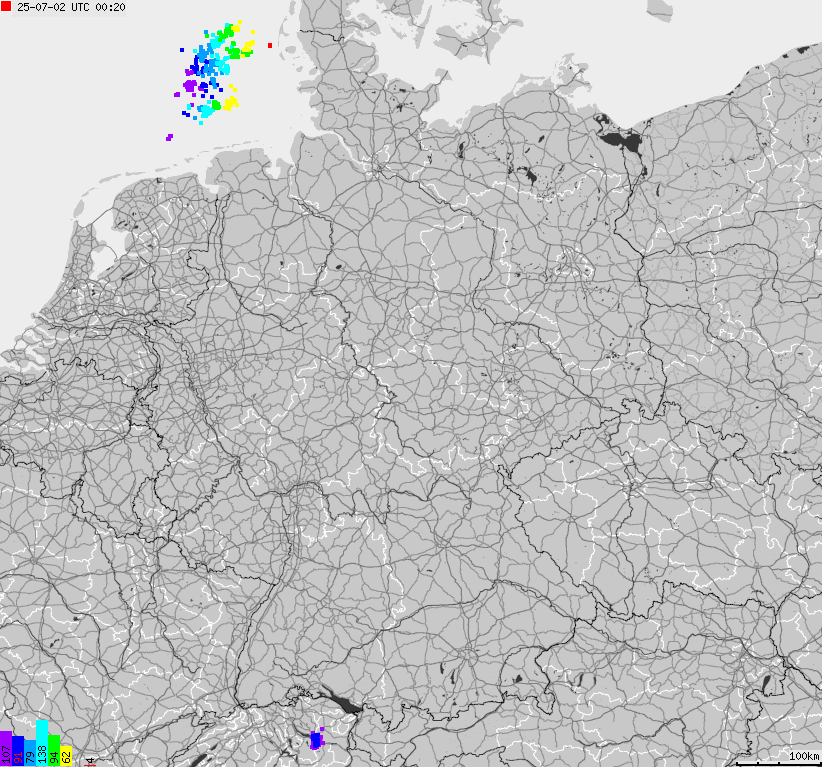 Map of lightnings across German