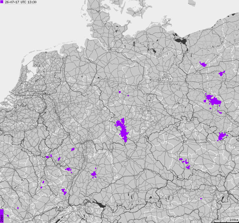 Map of lightnings across German