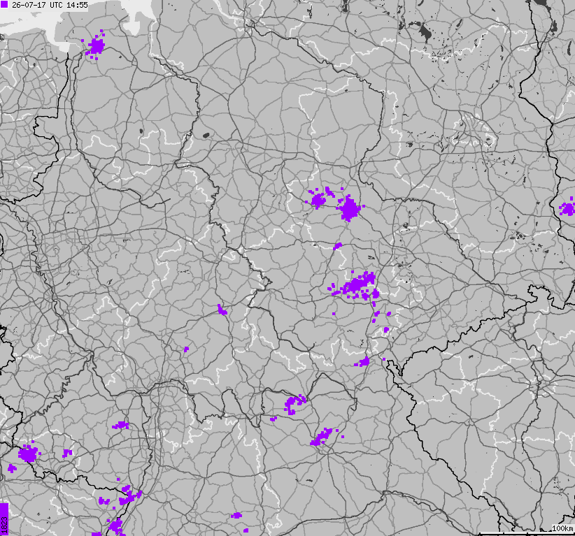 Map of lightnings across German