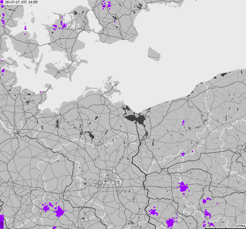 Map of lightnings across German