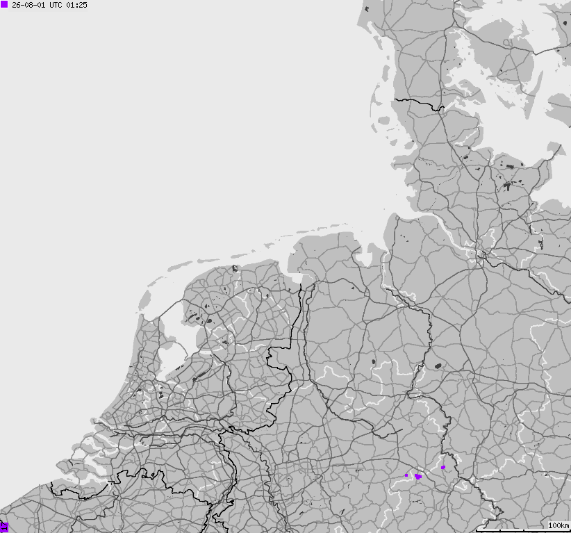 Mapa wyładowań atmosferycznych na obszarze Niemiec