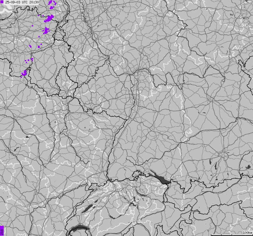 Map of lightnings across German