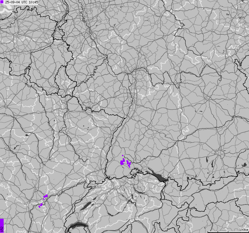 Mapa wyładowań atmosferycznych na obszarze Niemiec