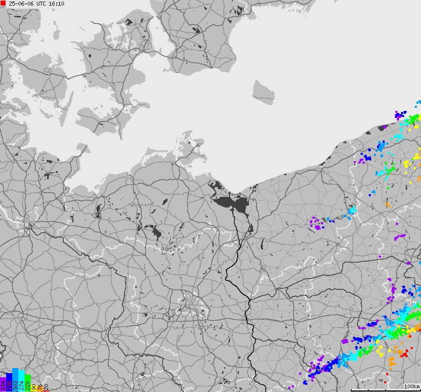 Map of lightnings across German