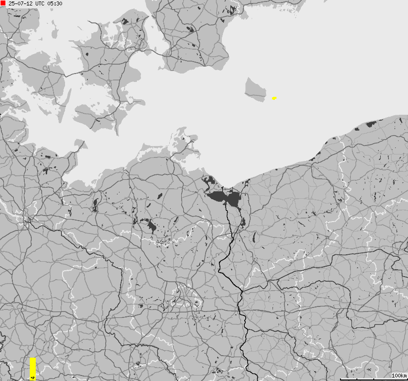 Map of lightnings across German