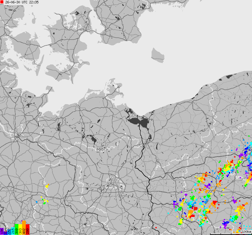 Map of lightnings across German