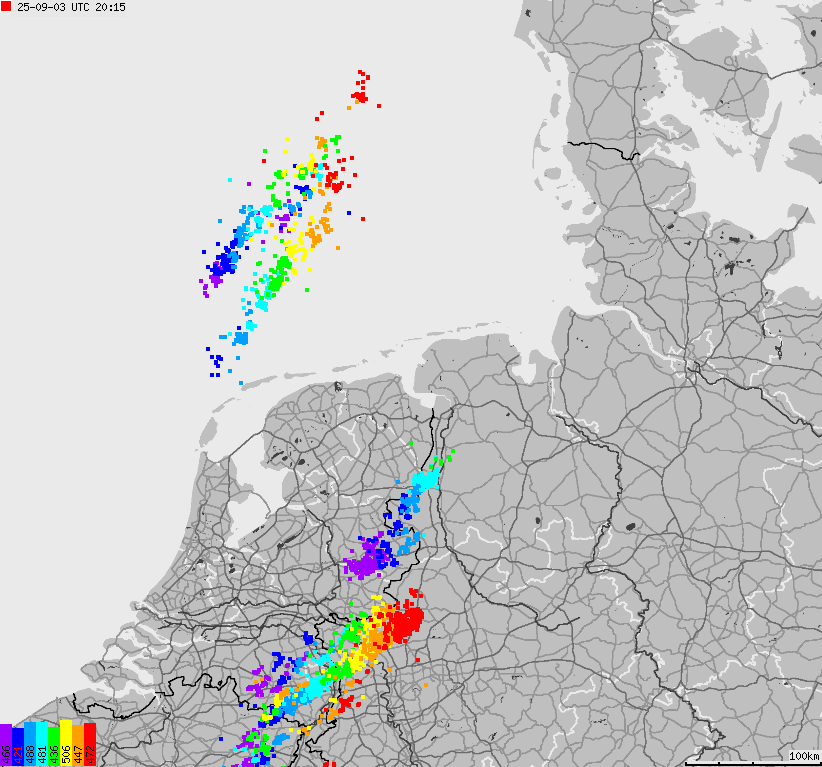 Map of lightnings across German