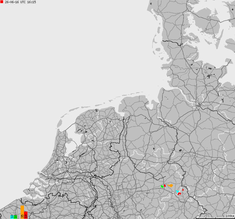 Mapa wyładowań atmosferycznych na obszarze Niemiec