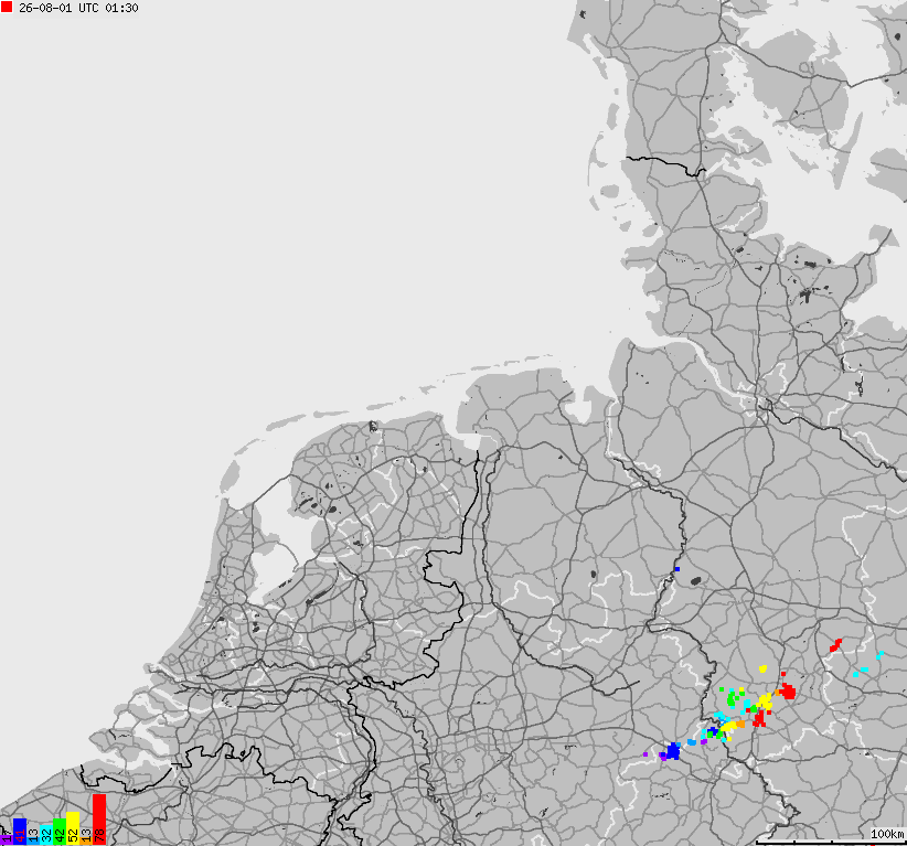 Mapa wyładowań atmosferycznych na obszarze Niemiec