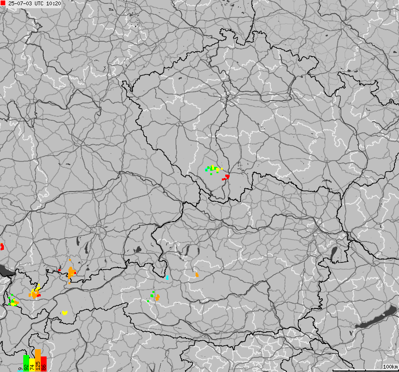 Map of lightnings across German