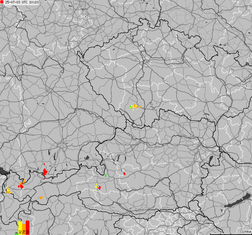 Mapa wyładowań atmosferycznych na obszarze Niemiec