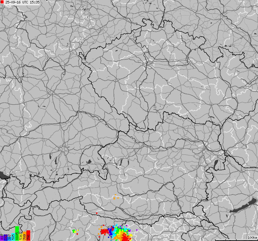 Mapa wyładowań atmosferycznych na obszarze Niemiec