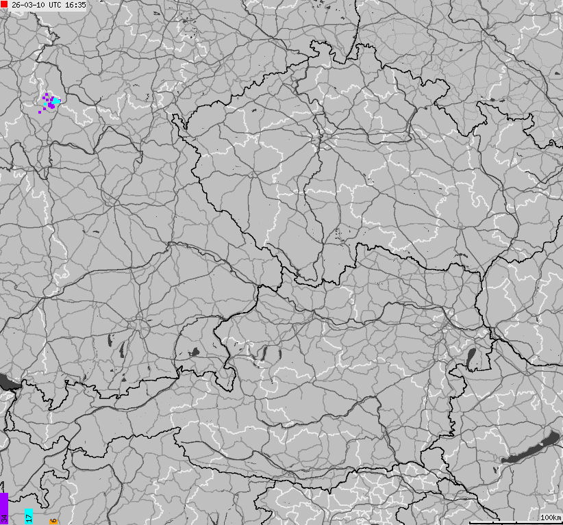 Mapa wyładowań atmosferycznych na obszarze Niemiec