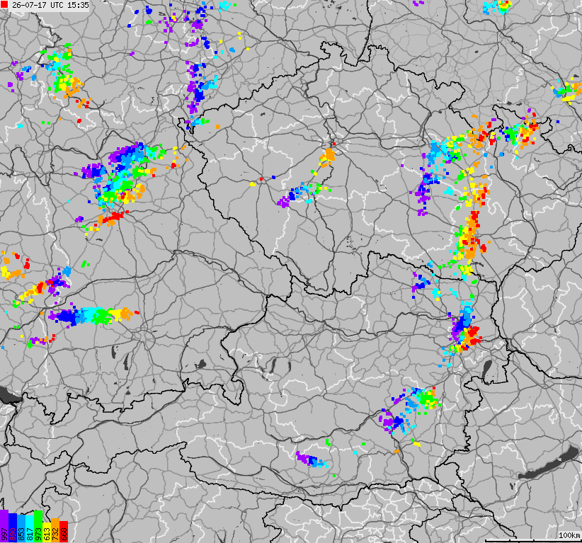 Map of lightnings across German