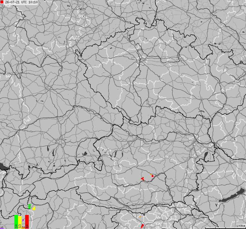 Mapa wyładowań atmosferycznych na obszarze Niemiec