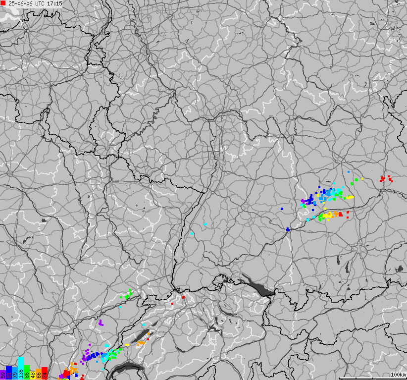 Map of lightnings across German