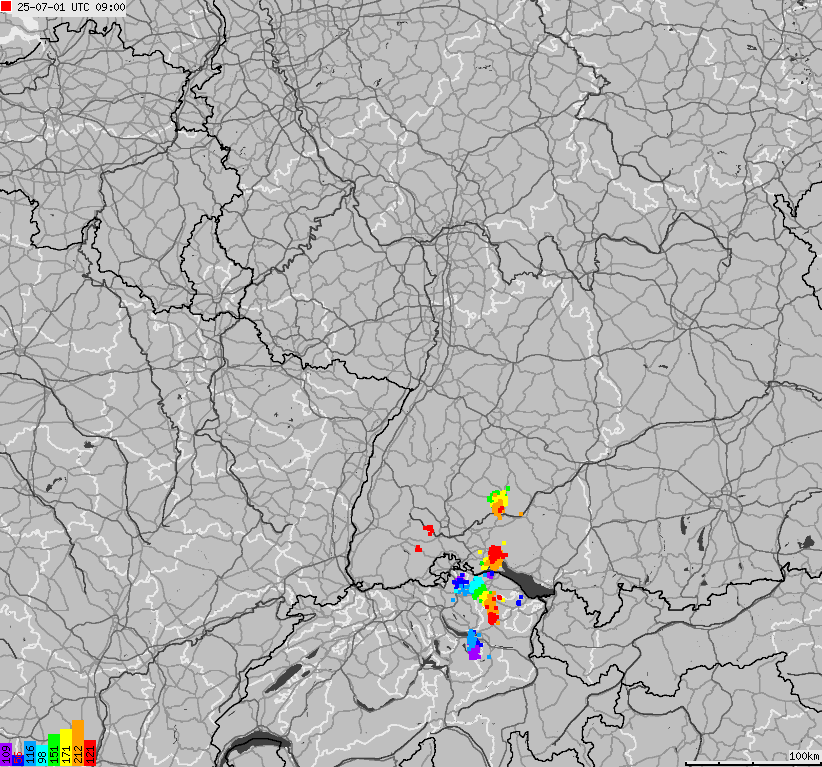 Map of lightnings across German