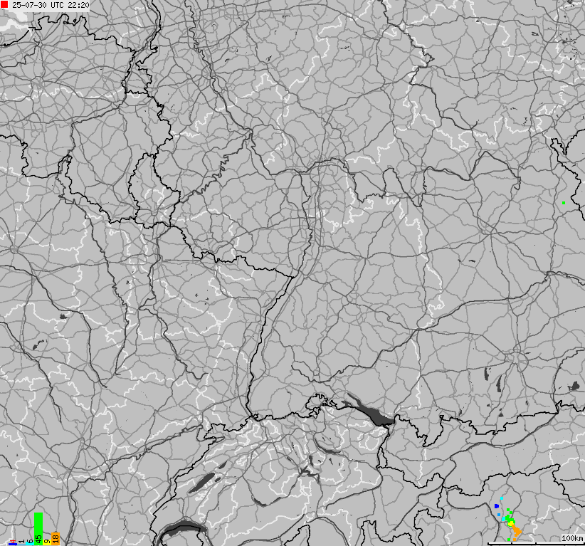 Mapa wyładowań atmosferycznych na obszarze Niemiec