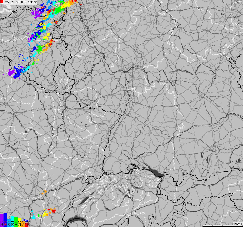 Map of lightnings across German