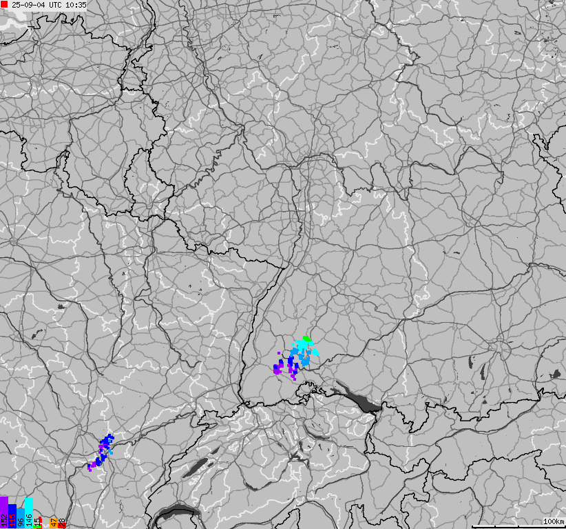 Mapa wyładowań atmosferycznych na obszarze Niemiec