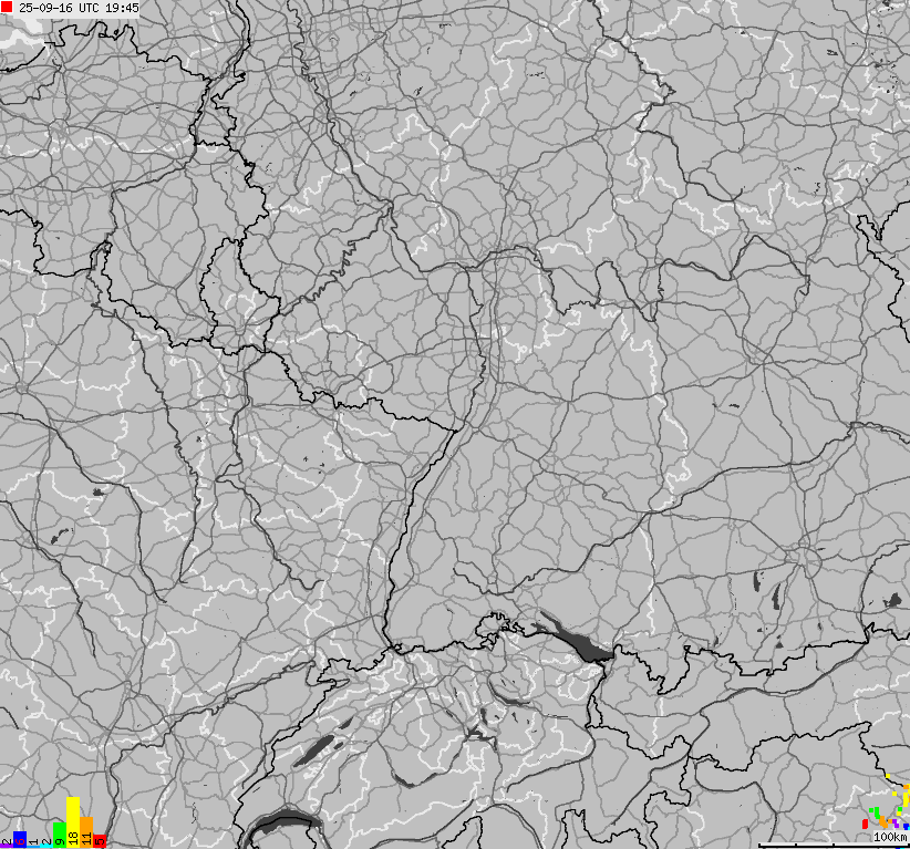 Mapa wyładowań atmosferycznych na obszarze Niemiec