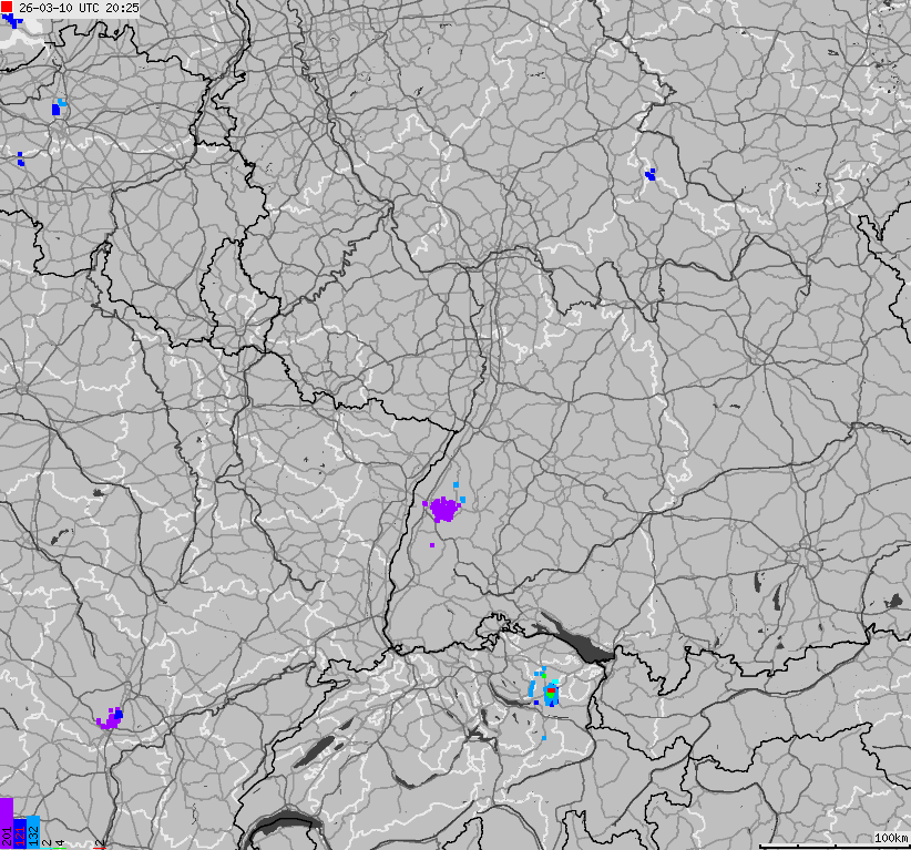 Mapa wyładowań atmosferycznych na obszarze Niemiec