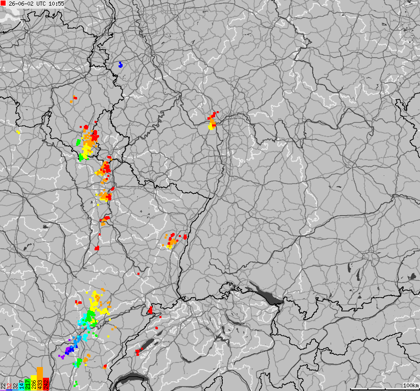 Map of lightnings across German