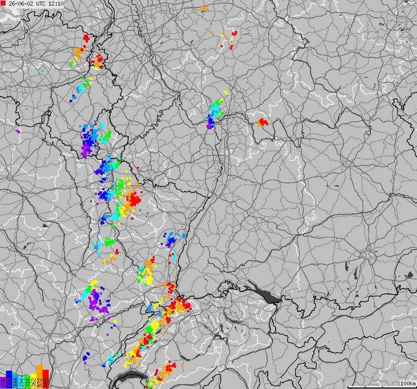 Map of lightnings across German