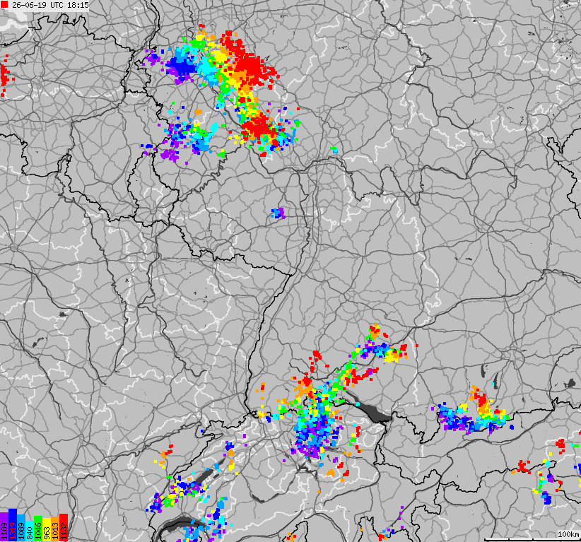 Mapa wyładowań atmosferycznych na obszarze Niemiec