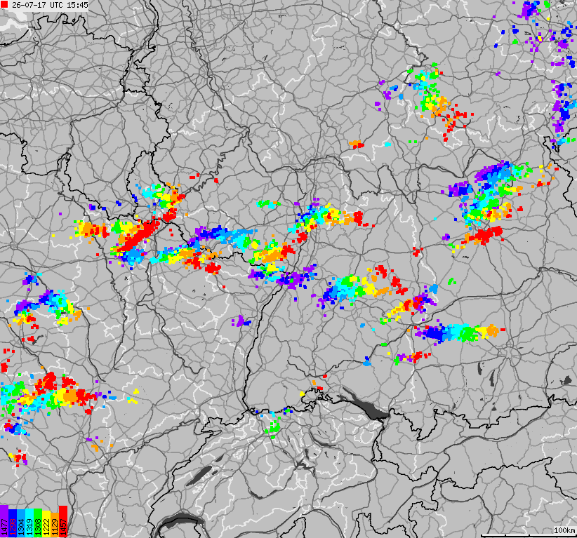 Map of lightnings across German