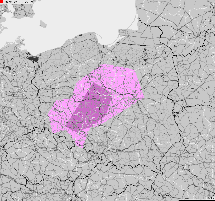 Severe weather alert map of Poland