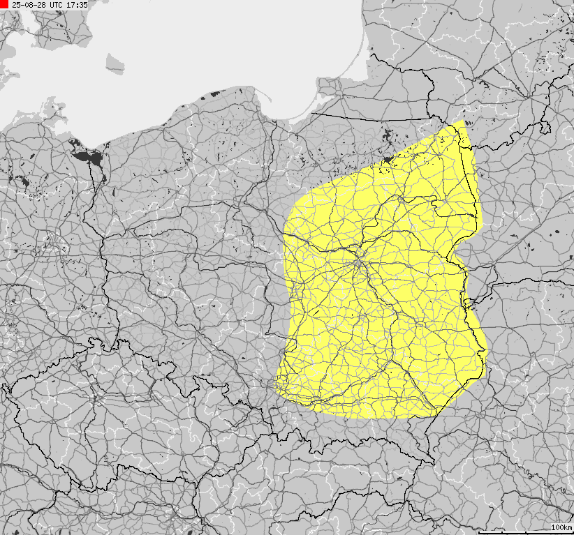 Mapa zagrożeń pogodowych dla obszaru Polski