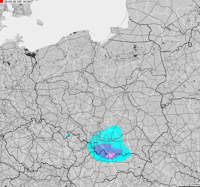 Mapa zagrożeń pogodowych dla obszaru Polski