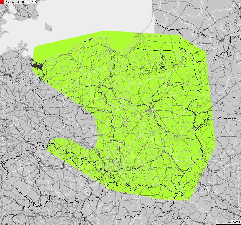 Severe weather alert map of Poland