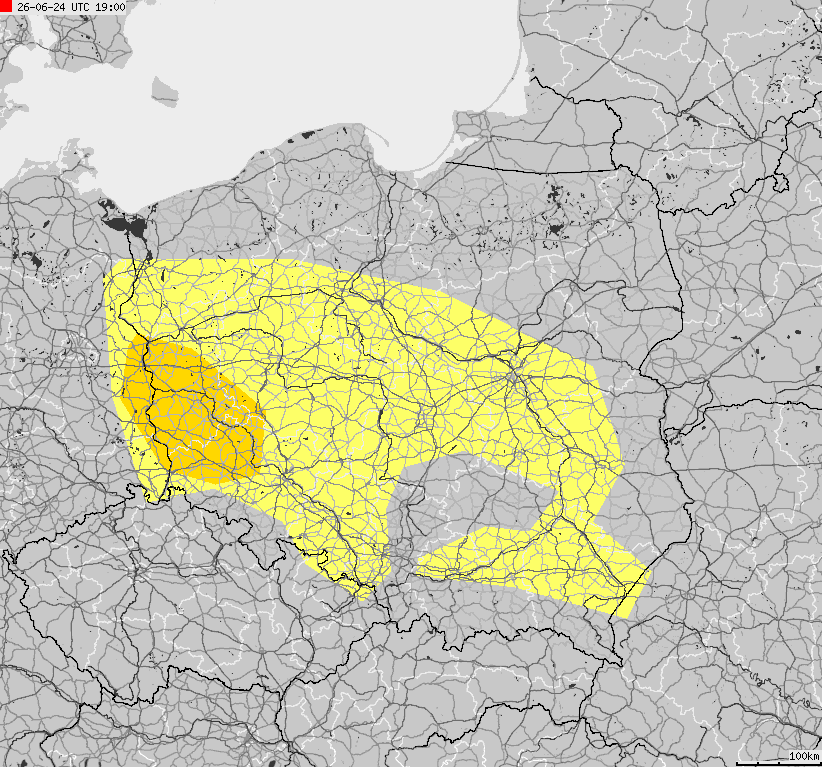 Mapa zagrożeń pogodowych dla obszaru Polski